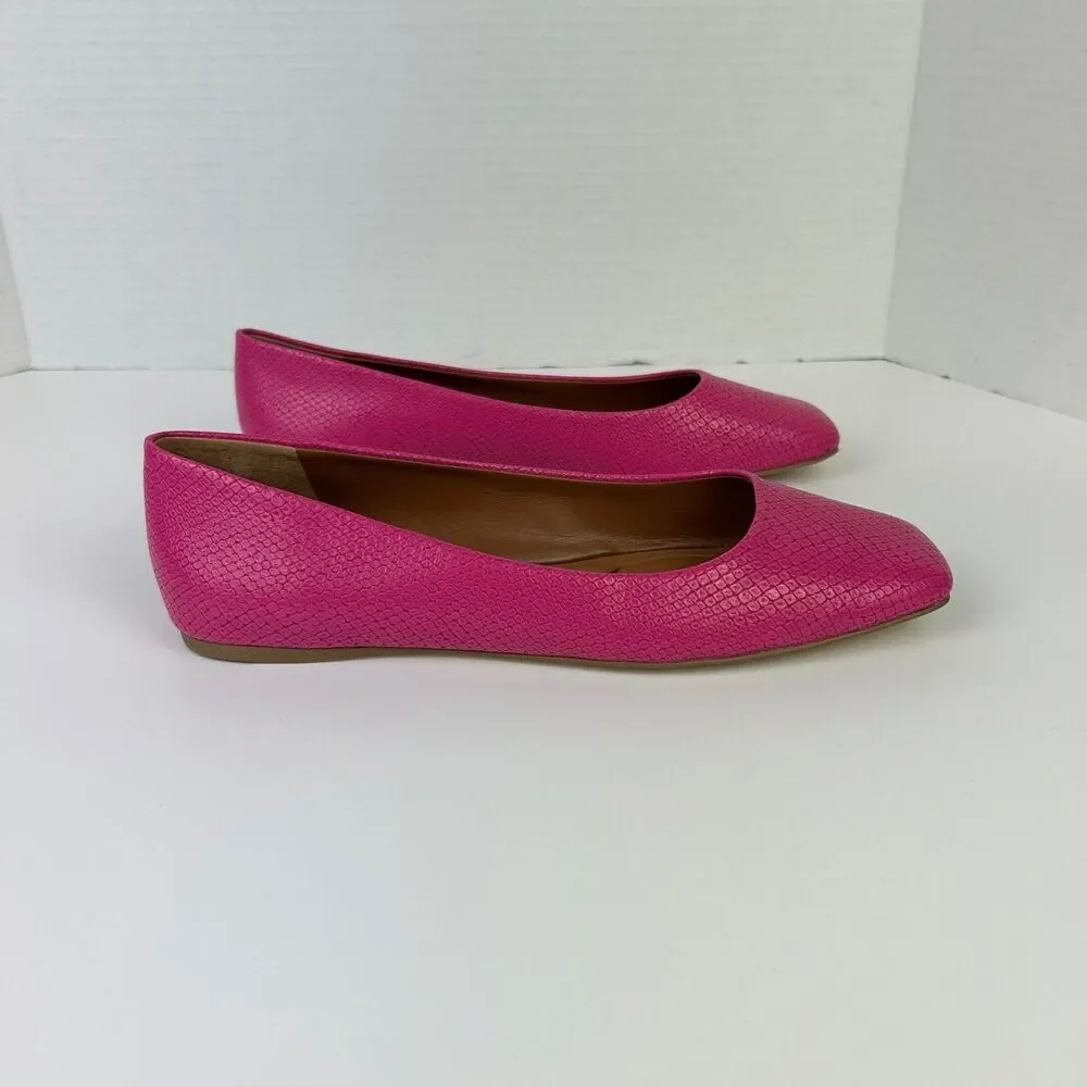 Franco Sarto Flexa Amaya Ballet Flats Hot Pink Embossed Square Toe Shoe NWOT 6.5